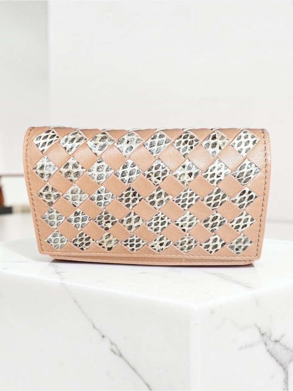 Bottega Veneta Python Intrecciato Card Holder/Wallet